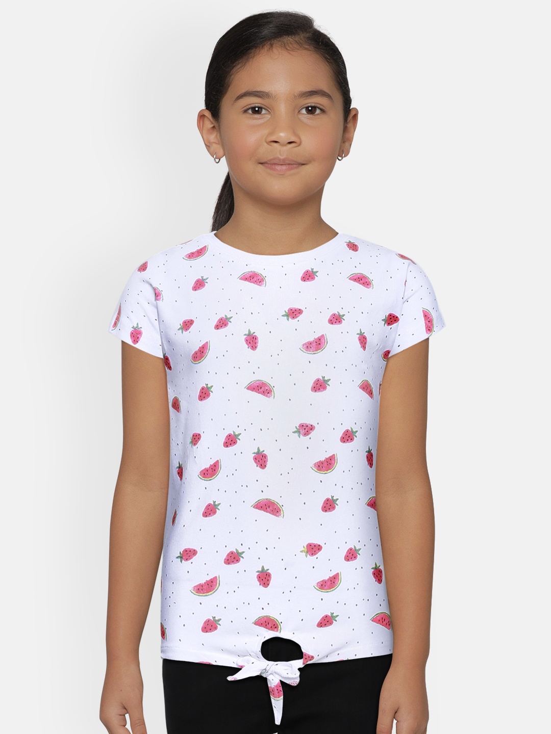 

Gini and Jony Girls White Printed Regular Top