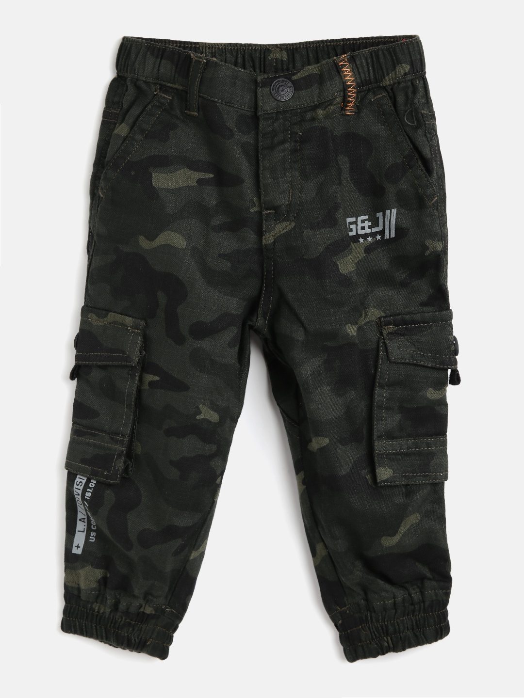 

Gini and Jony Boys Olive Green Slim Fit Wrinkle Free Cargos