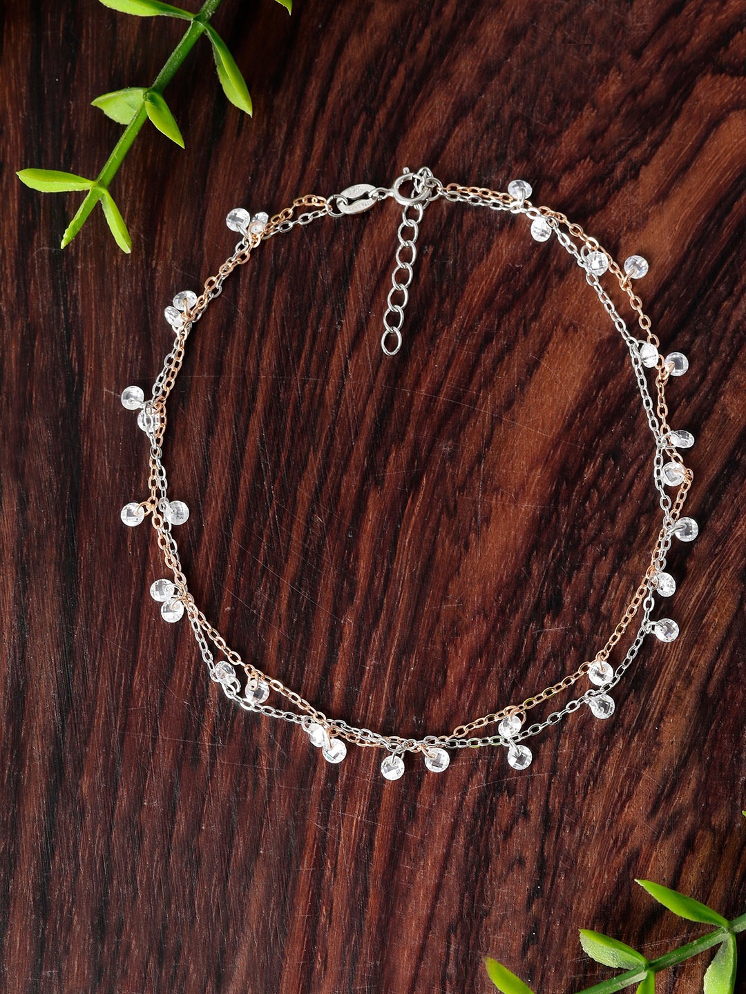 

GIVA 925 Sterling Silver Anushka Sharma Silver Rose Gold Plated Queen's Anklet