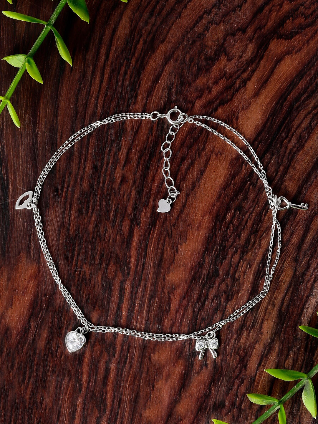 

GIVA 925 Sterling Silver Rhodium Plated Adjustable Tiny Charm Anklet