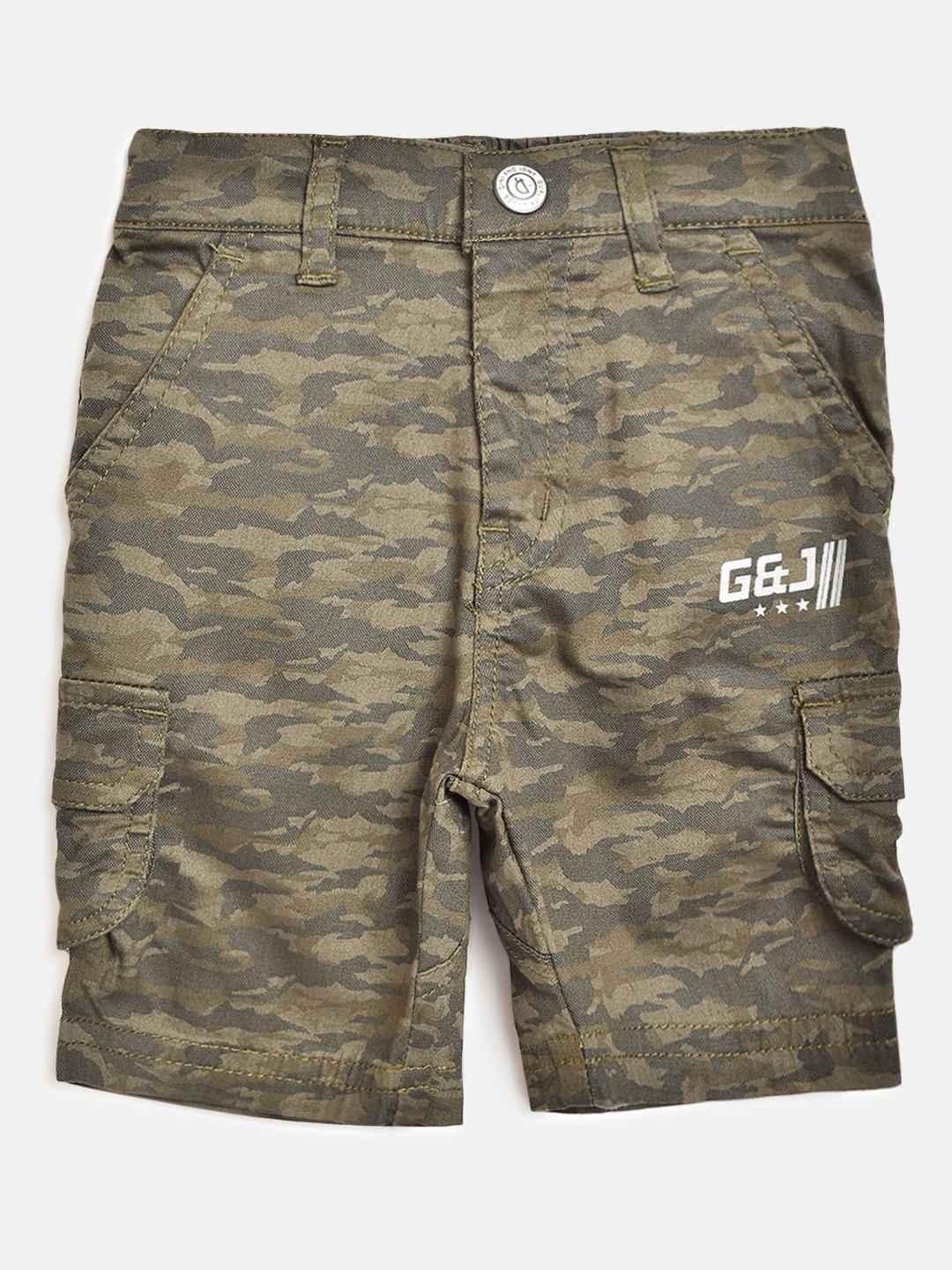 

Gini and Jony Infant Boys Olive Green Camouflage Print Cotton Cargo Shorts