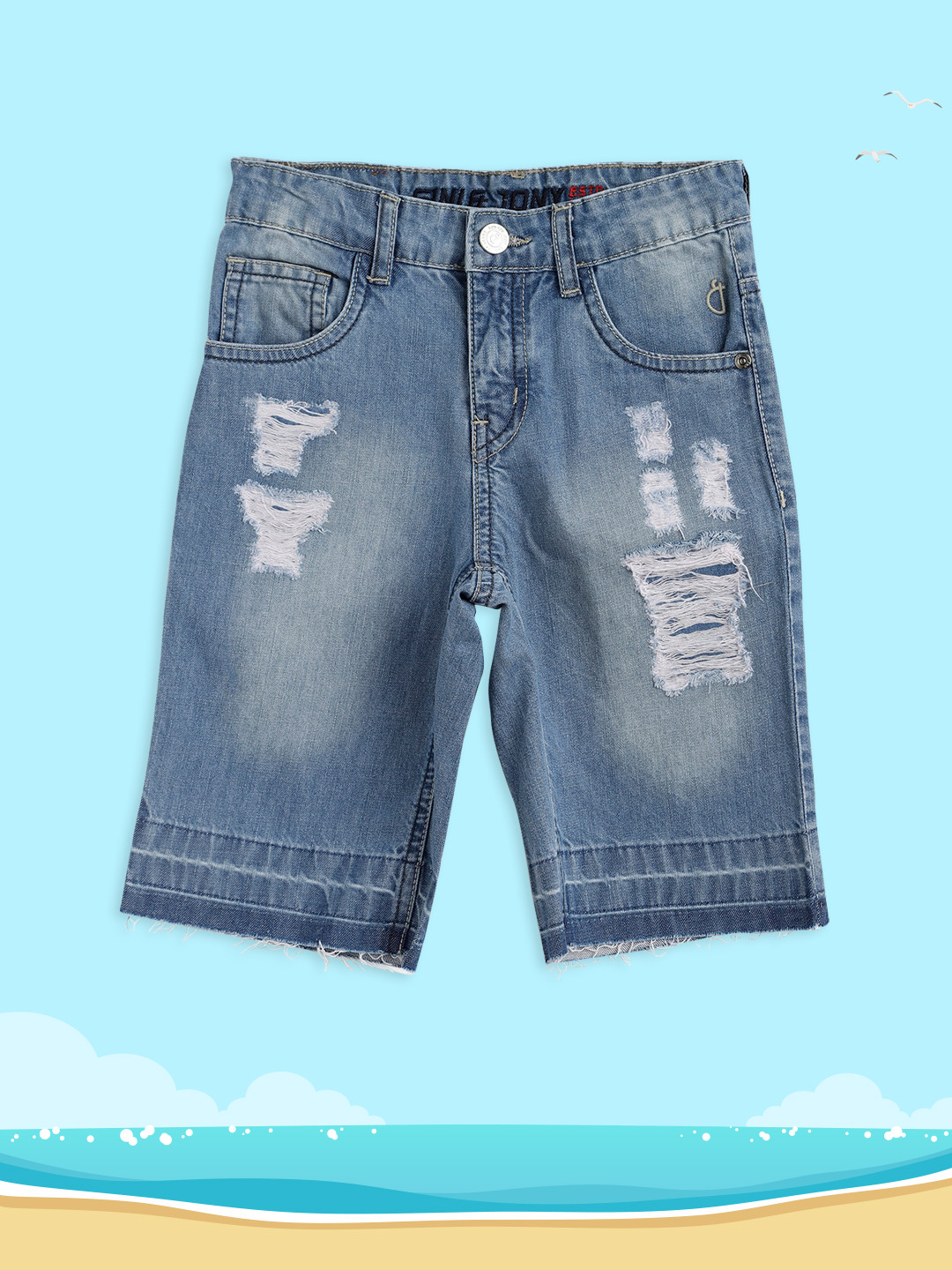 

Gini and Jony Boys Blue Washed Distressed Denim Shorts