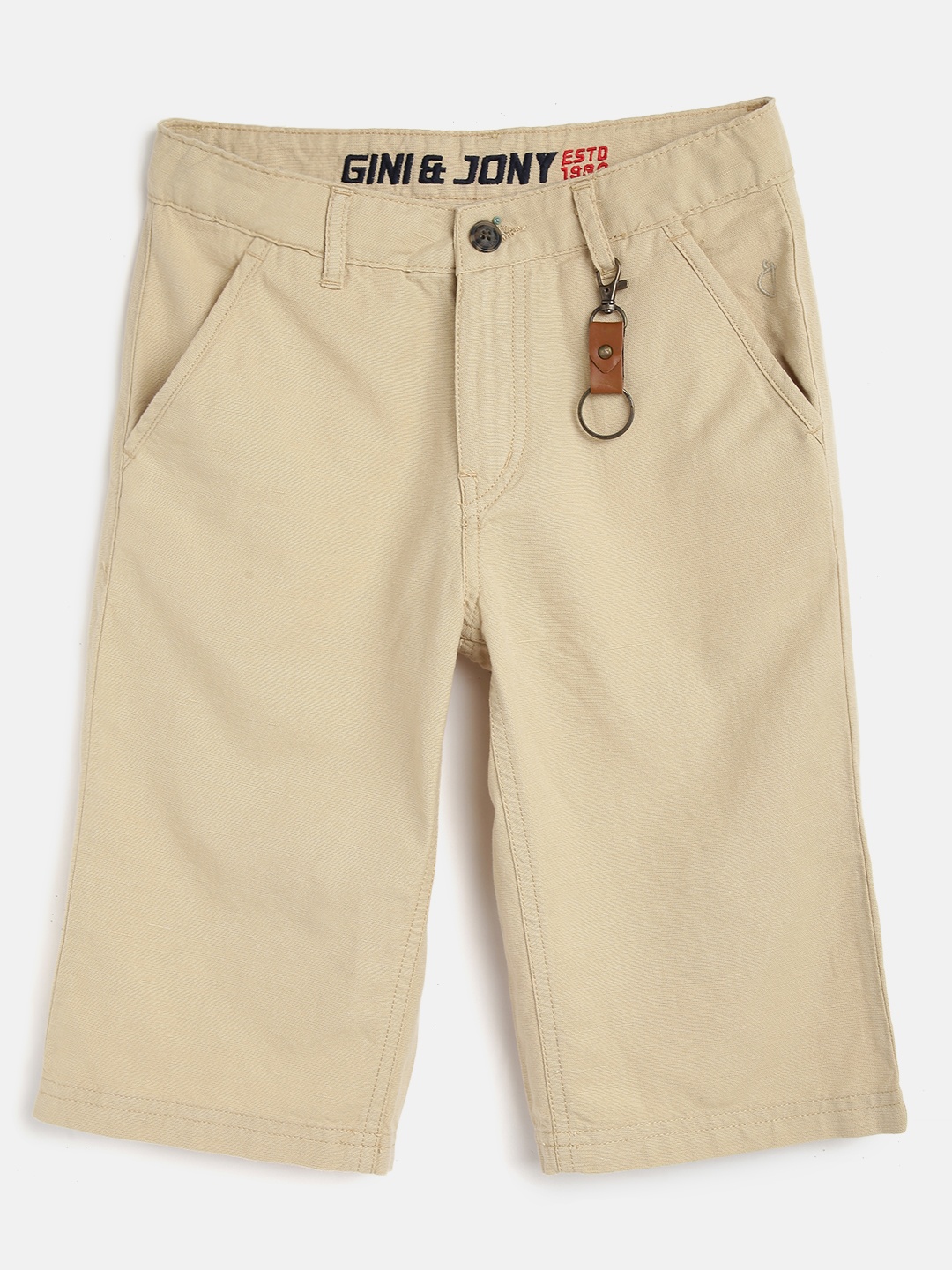 

Gini and Jony Boys Beige Solid Linen Classic Fit Chino Shorts