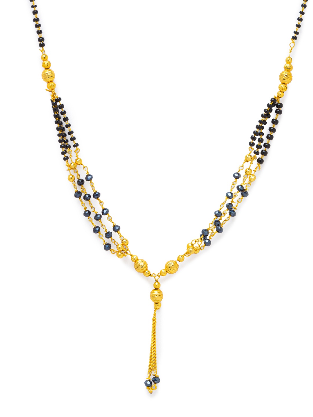 

Digital Dress Room Navy Blue & Black Gold-Plated Beaded Mangalsutra