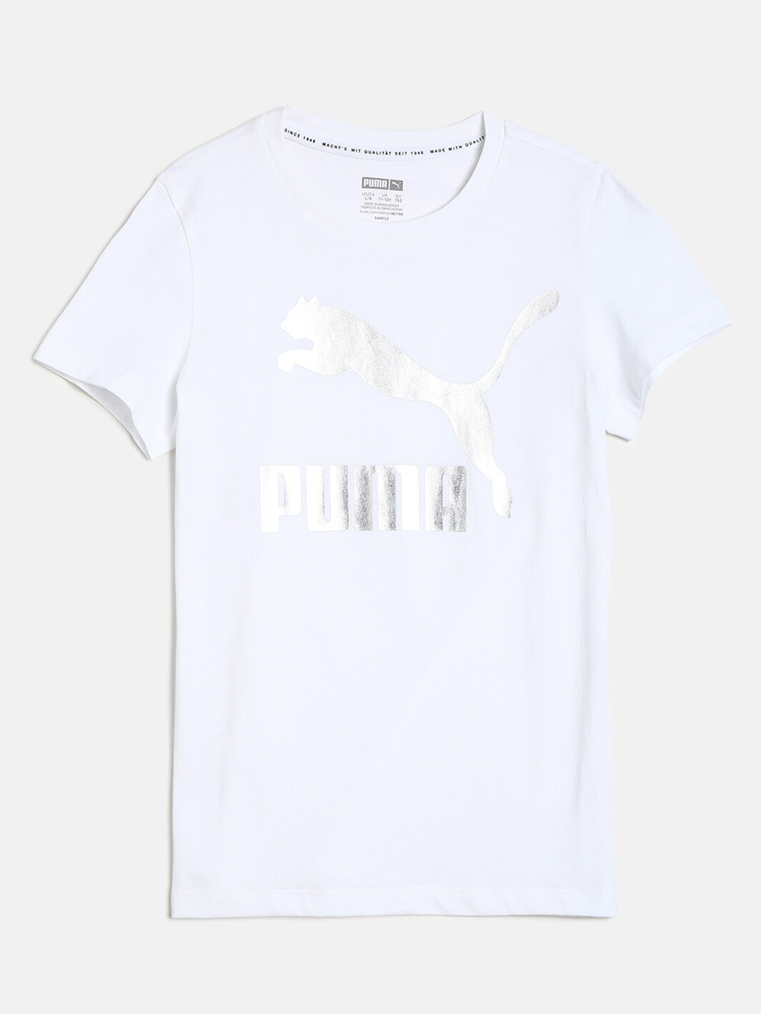 

Puma Girls White Printed Round Neck T-shirt