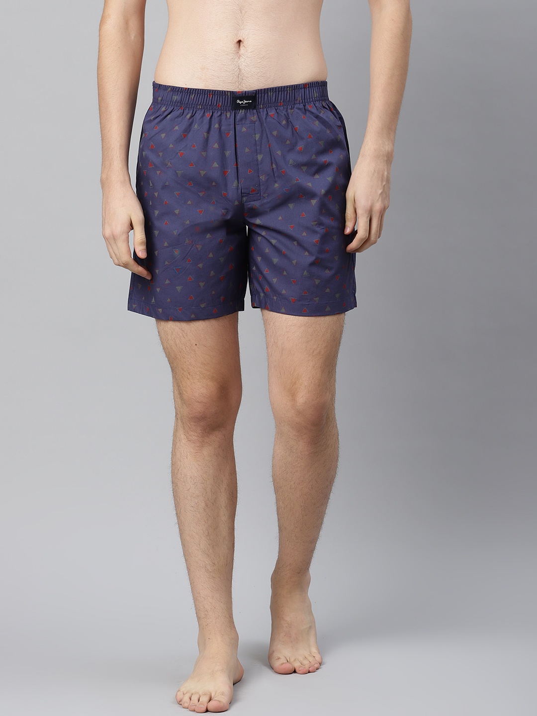

Pepe Jeans Men Navy Blue & Rust Red Pure Cotton Printed Boxers 8904311334347