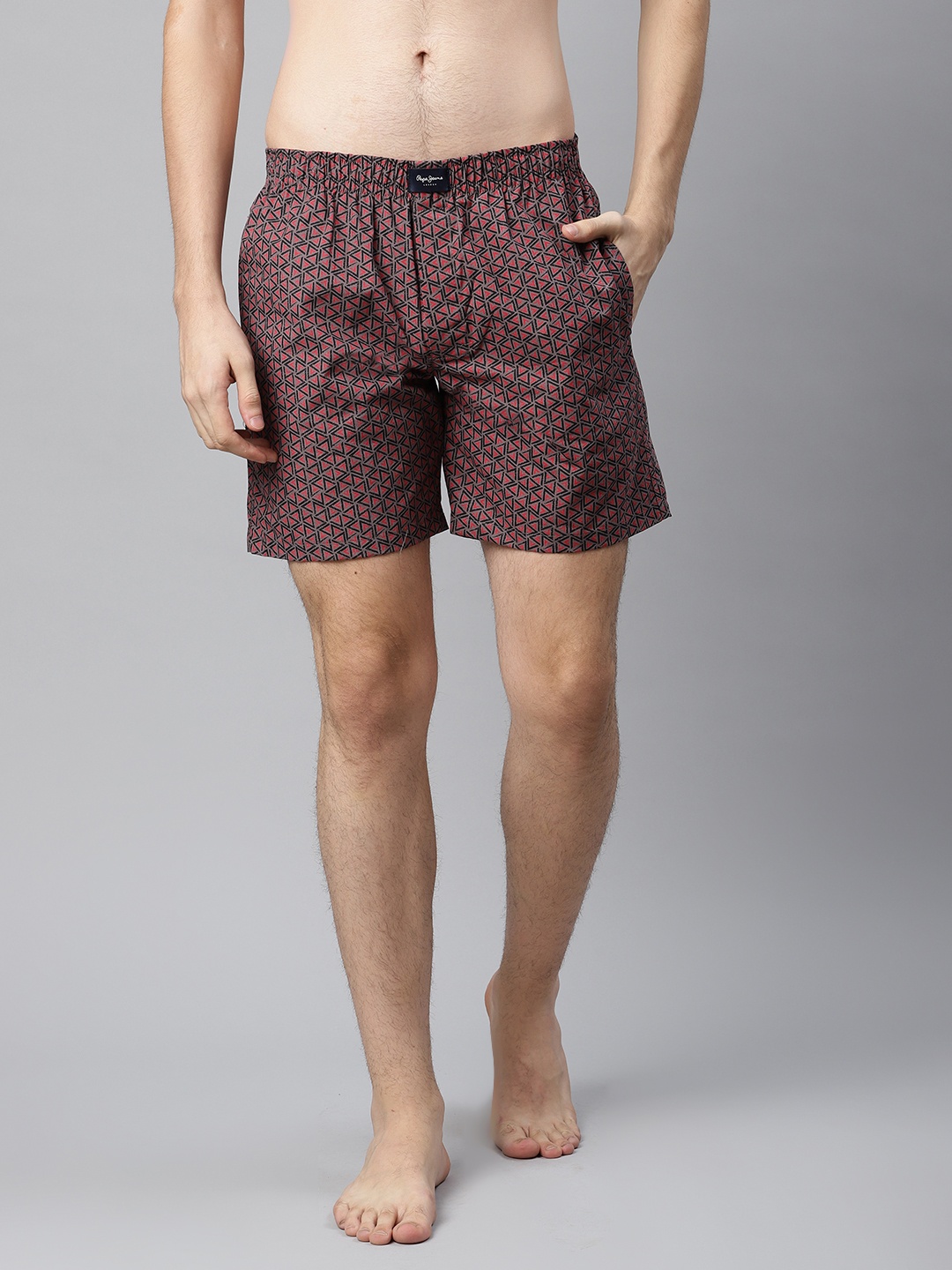 

Pepe Jeans Men Taupe & Black Pure Cotton Printed Boxers 8904311334064