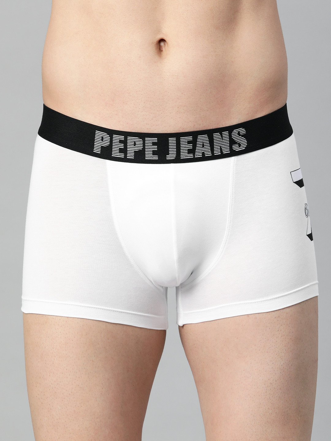 

Pepe Jeans Men White Solid Trunk With Printed Detail 8904311341932