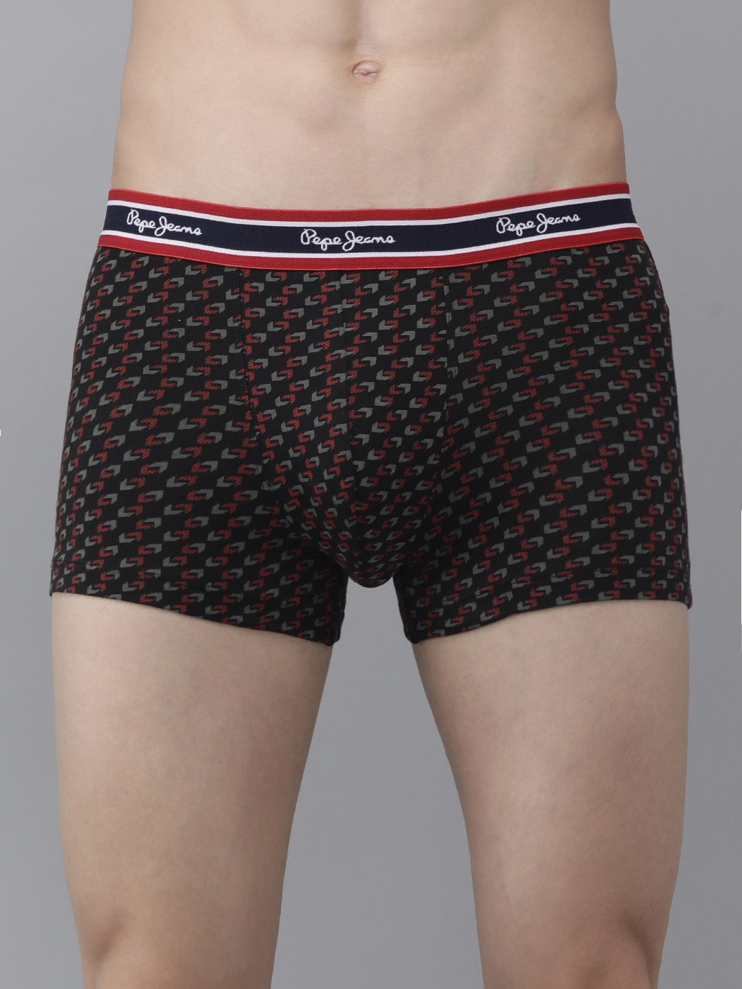 

Pepe Jeans Men Black & Red Printed Trunks- 8904311338918
