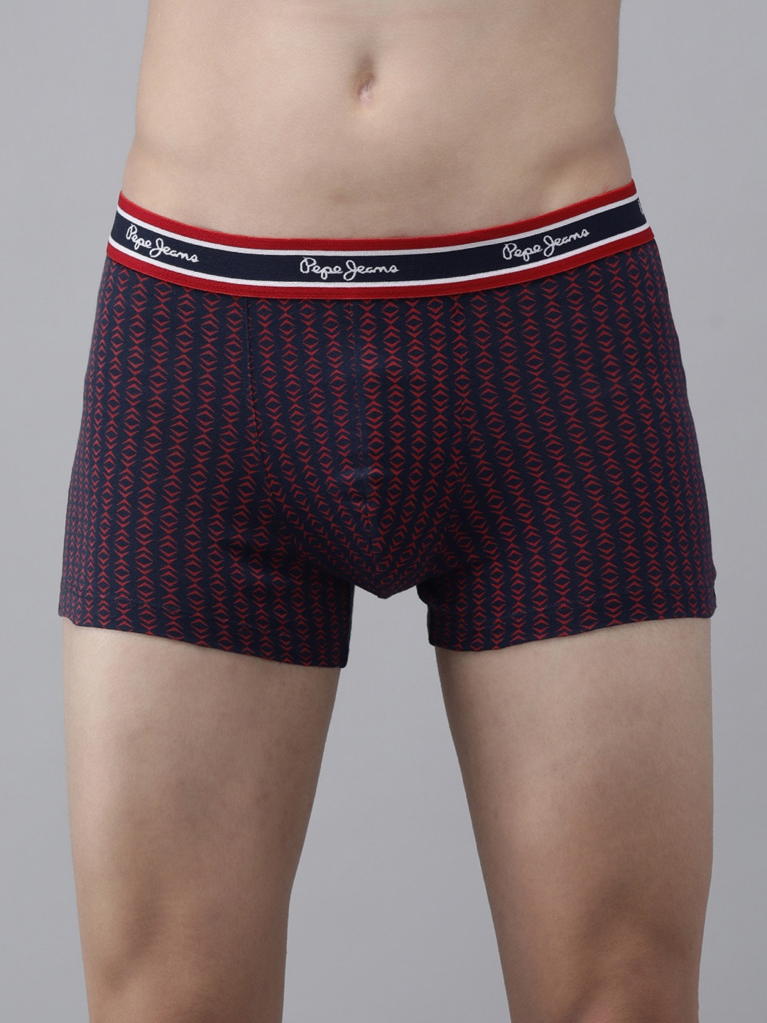 

Pepe Jeans Men Navy Blue & Red Printed Trunks- 8904311339199