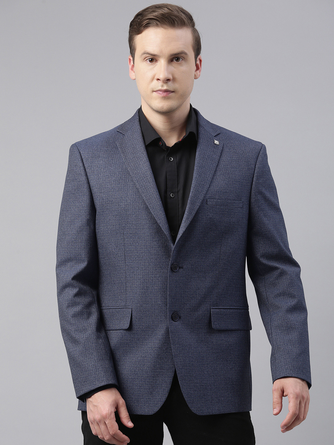 

Theme Men Blue Checked Casual Blazers