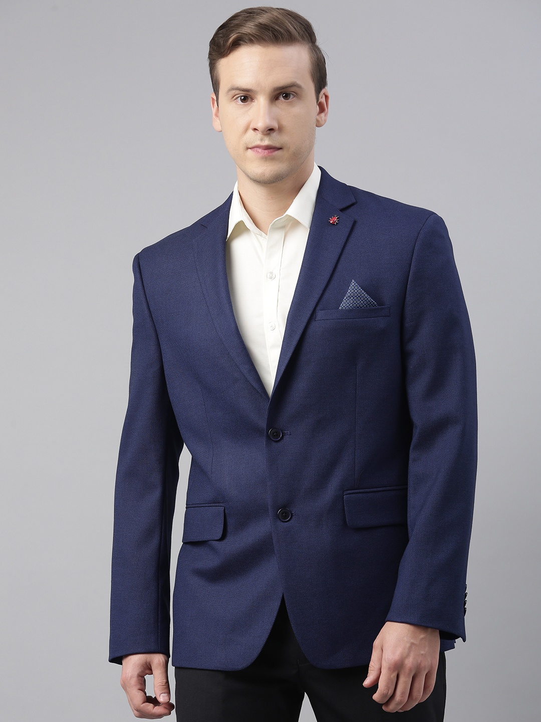 

Theme Men Blue Self-designed Slim Fit Formal Blazers