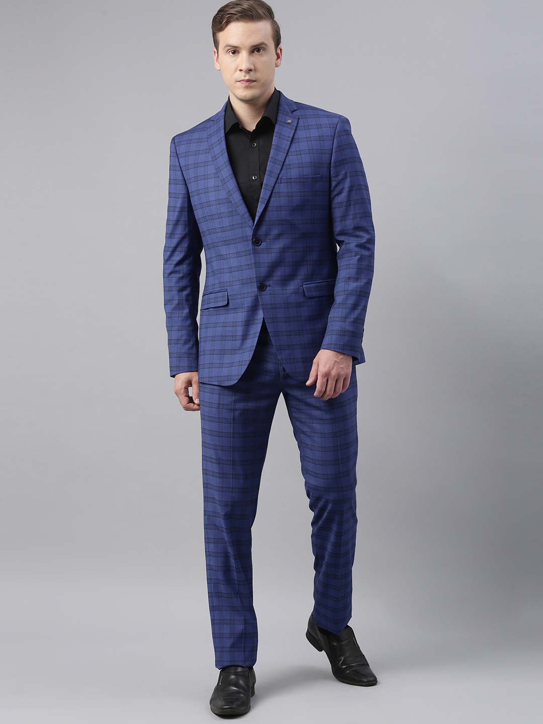 

Theme Men Blue Checked 2 Piece Casual Suit