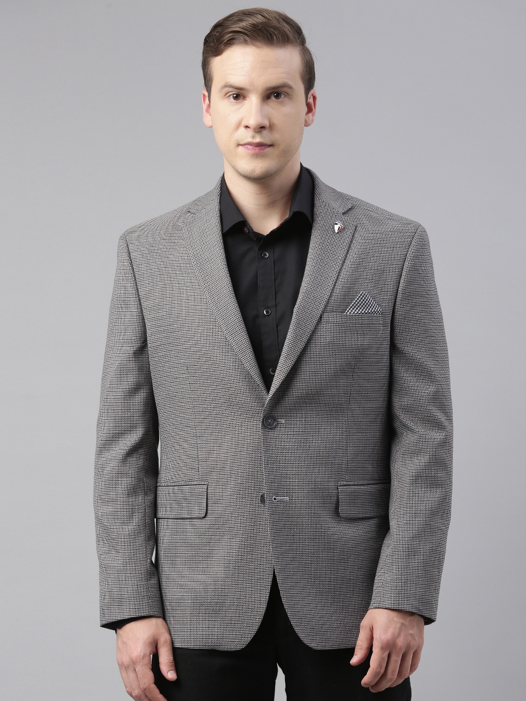 

Theme Men Brown & Black Checked Slim Fit Casual Blazers