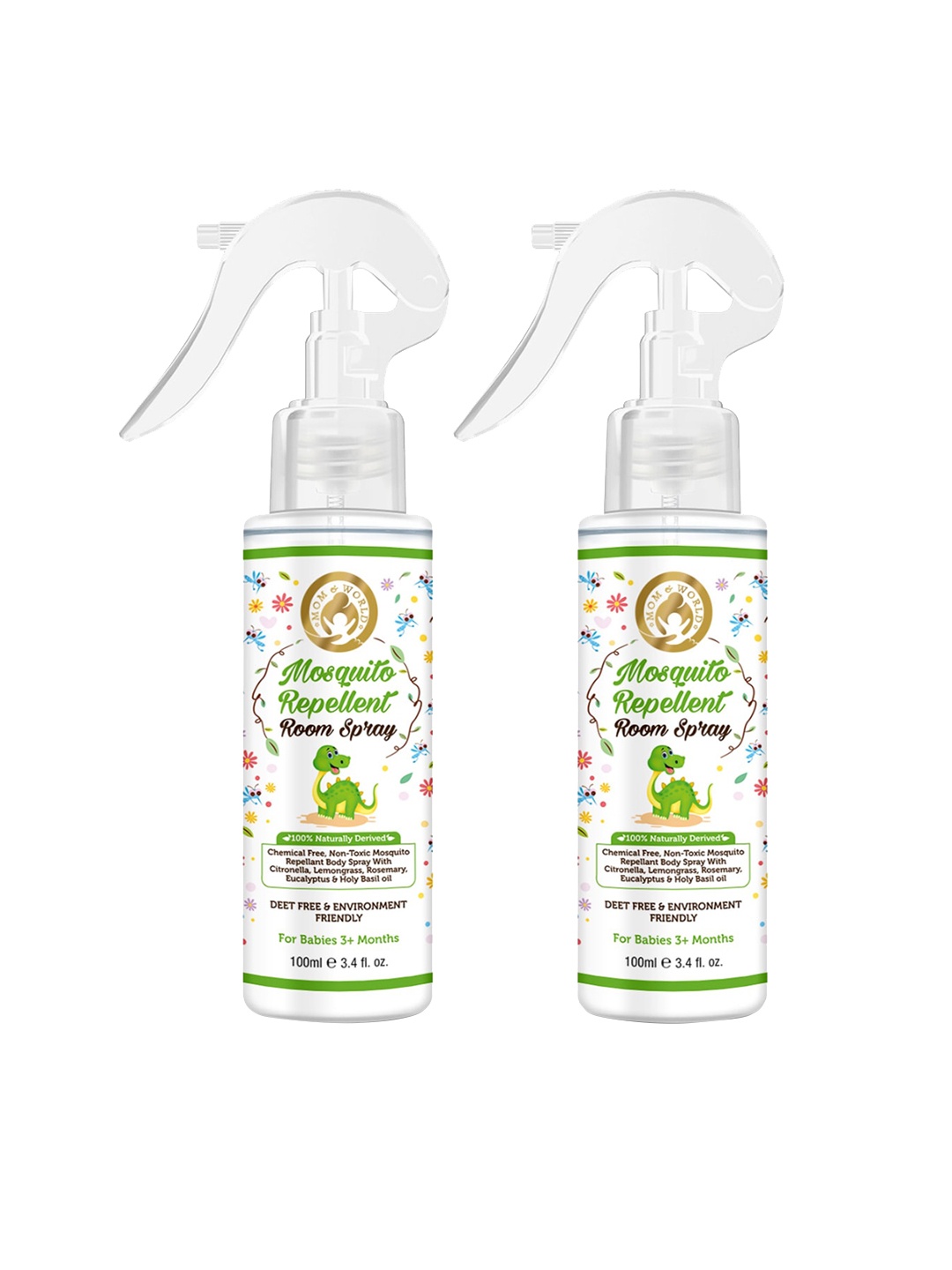 

Mom & World Pack of 2 Baby Mosquito Repellent Room Spray - 100 ml each, White