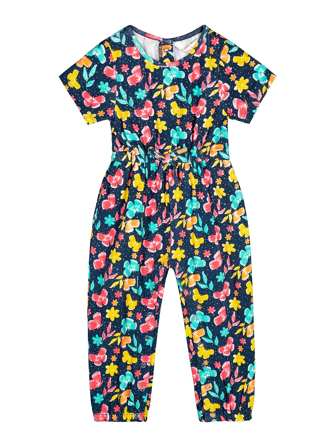 

Budding Bees Girls Navy Blue & Pink Printed Basic Jumpsuit