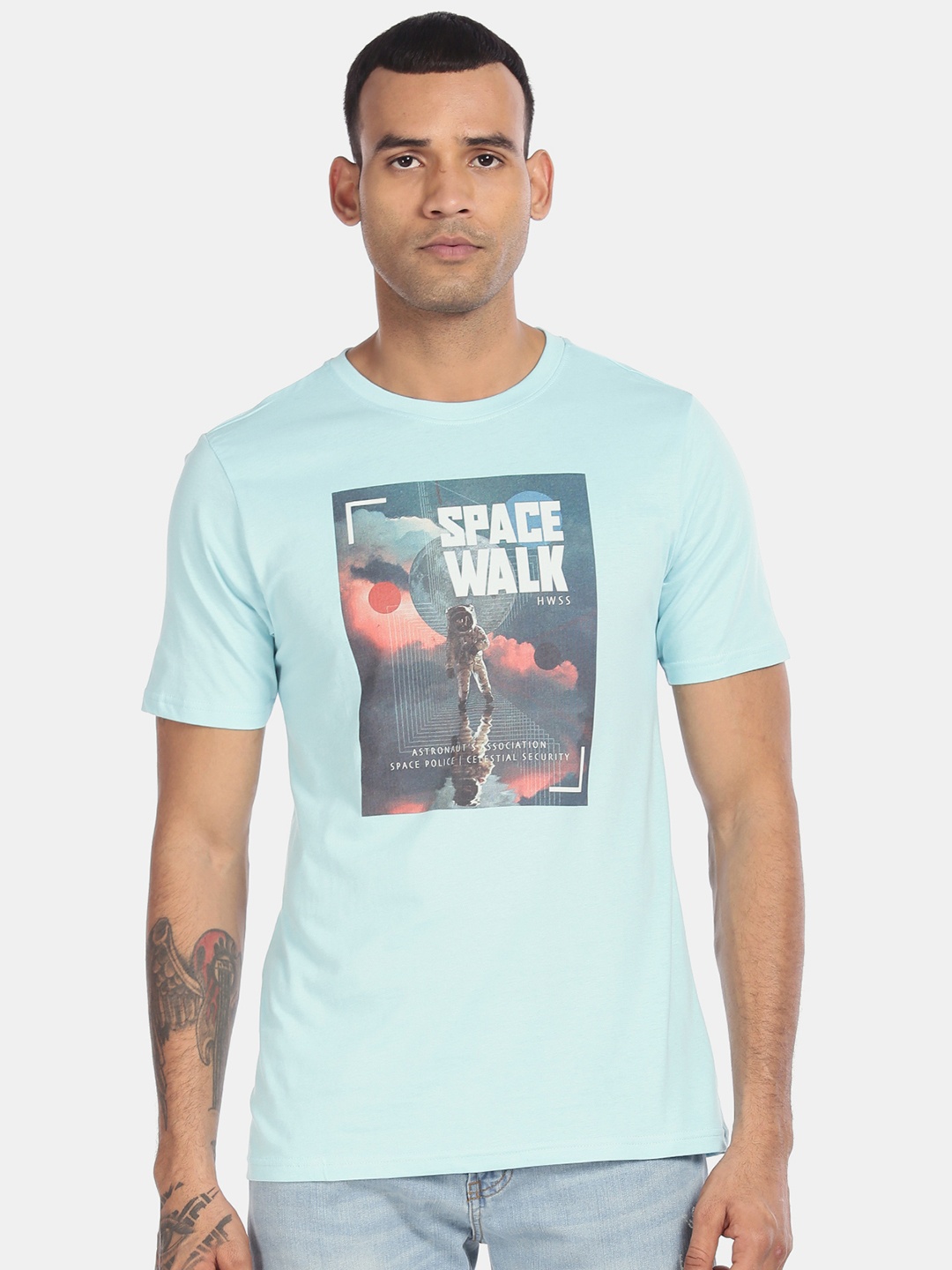 

Colt Men Blue Printed Round Neck T-shirt