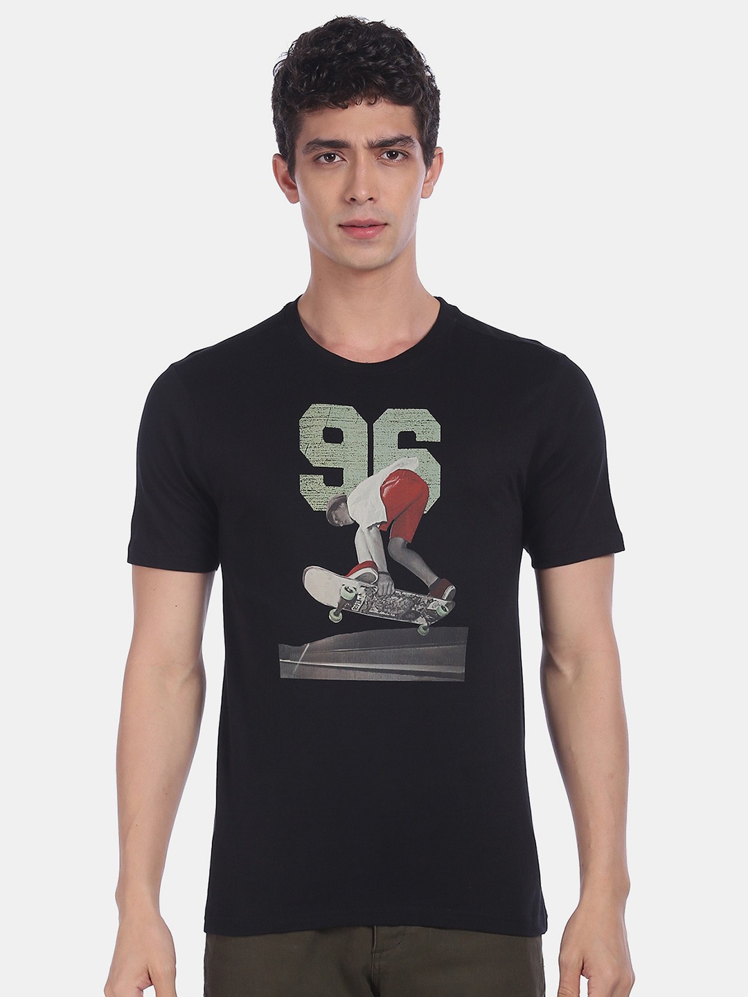 

Colt Men Black Printed Round Neck Pure Cotton T-shirt