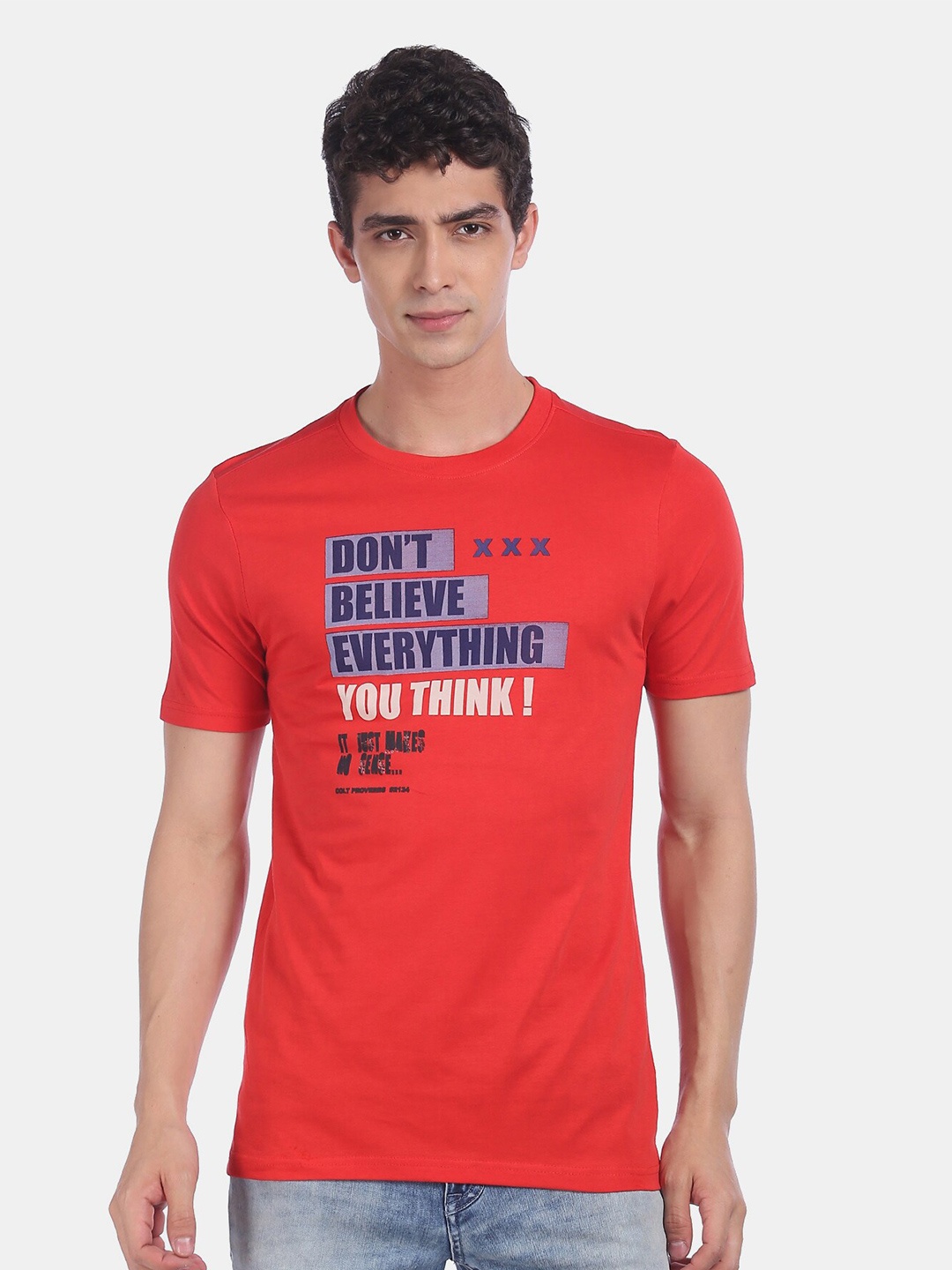 

Colt Men Red Printed Round Neck T-shirt