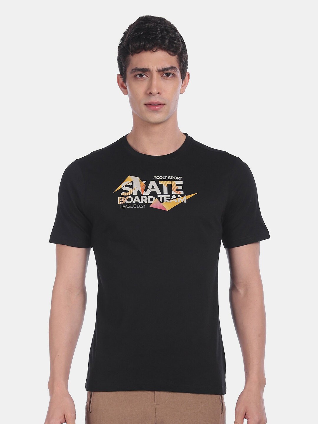 

Colt Men Black Printed Round Neck T-shirt