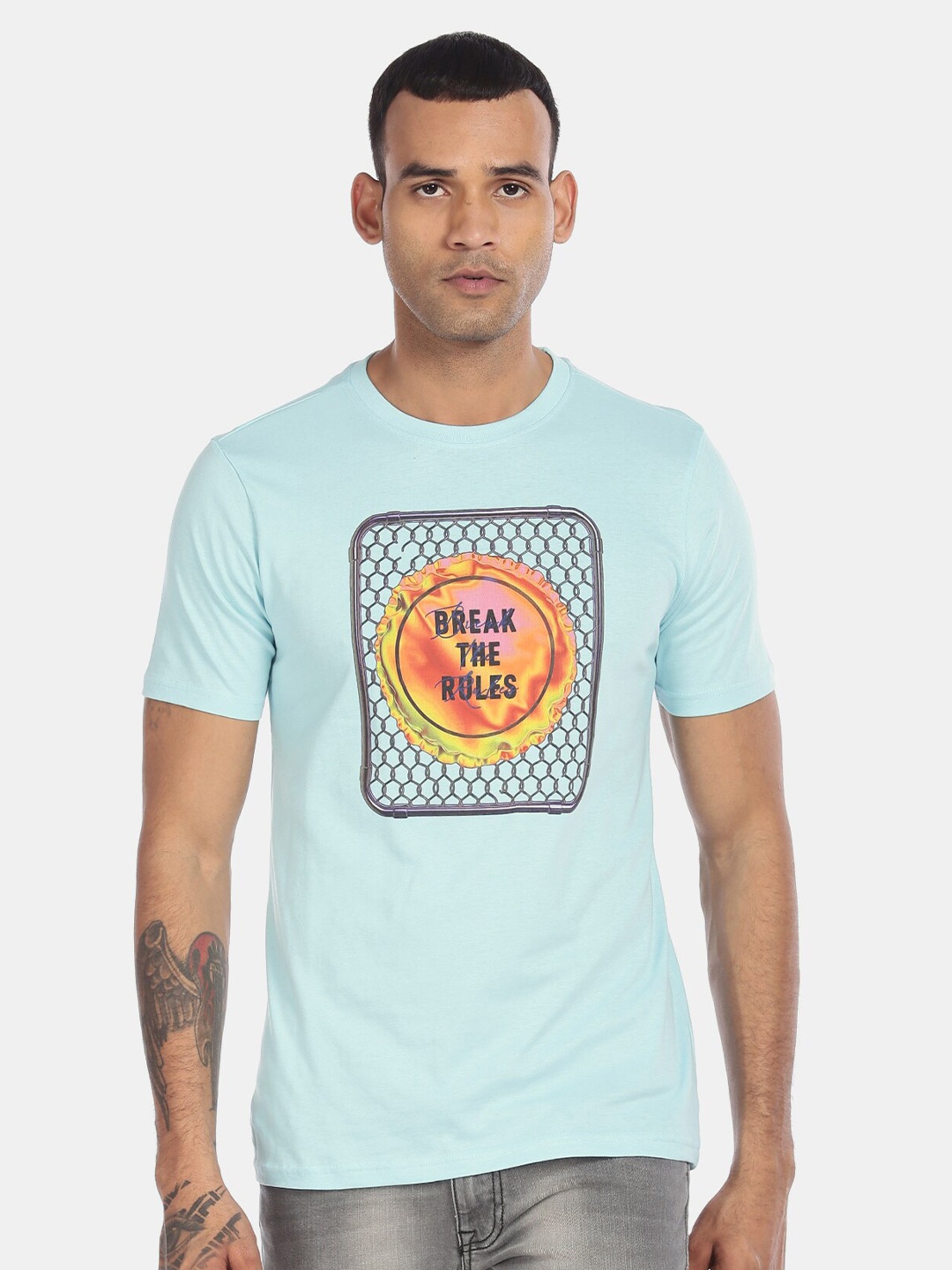 

Colt Men Blue Printed Round Neck T-shirt