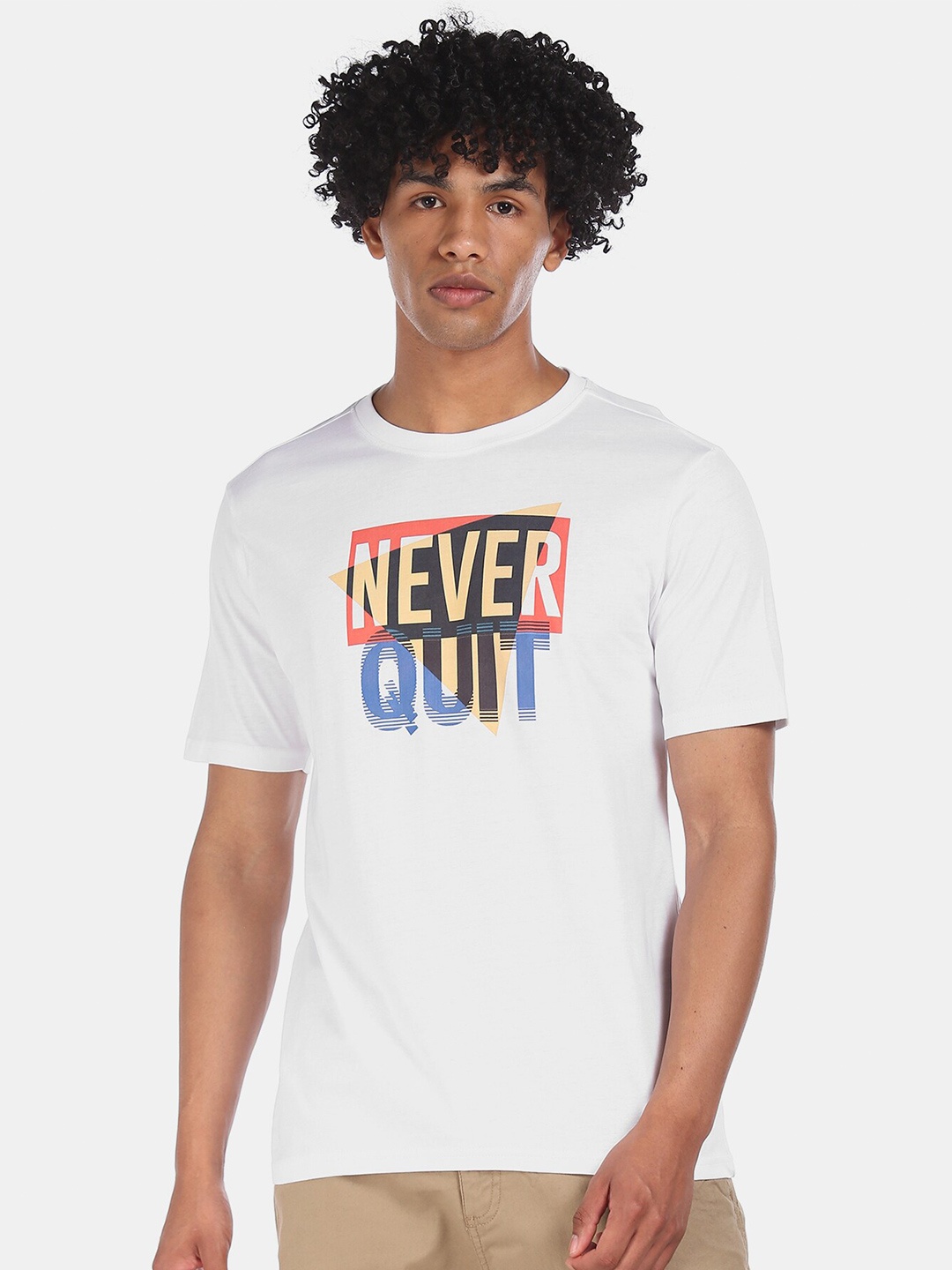 

Colt Men White Printed Round Neck T-shirt