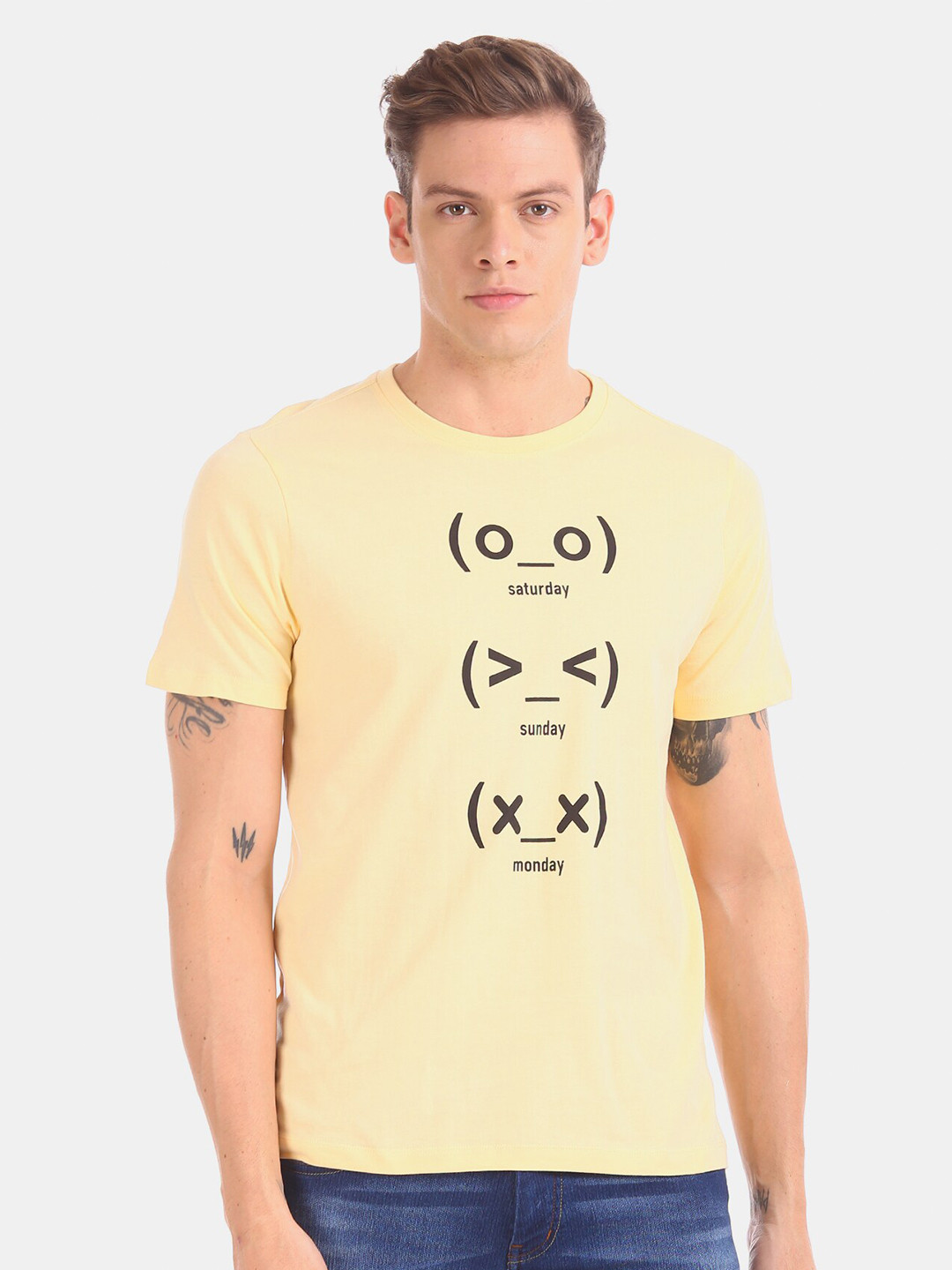 

Colt Men Yellow Printed Round Neck T-shirt
