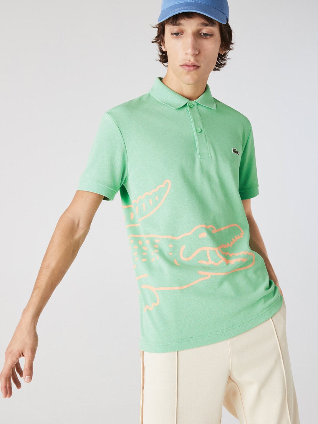

Lacoste Men Green Printed Polo Collar T-shirt