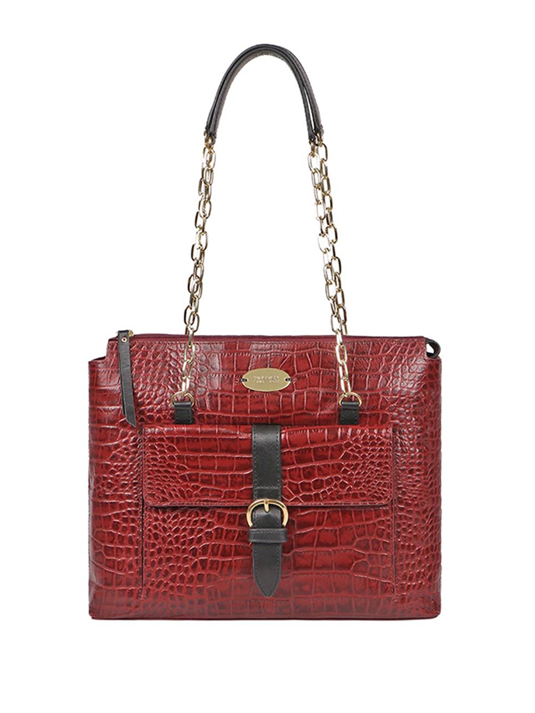 

Hidesign Red Textured Leather Shoulder Bag