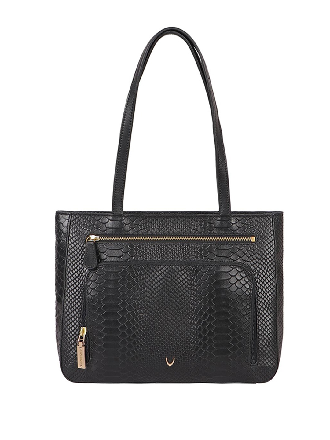 

Hidesign Black Animal Textured Leather Structured Shoulder Bag