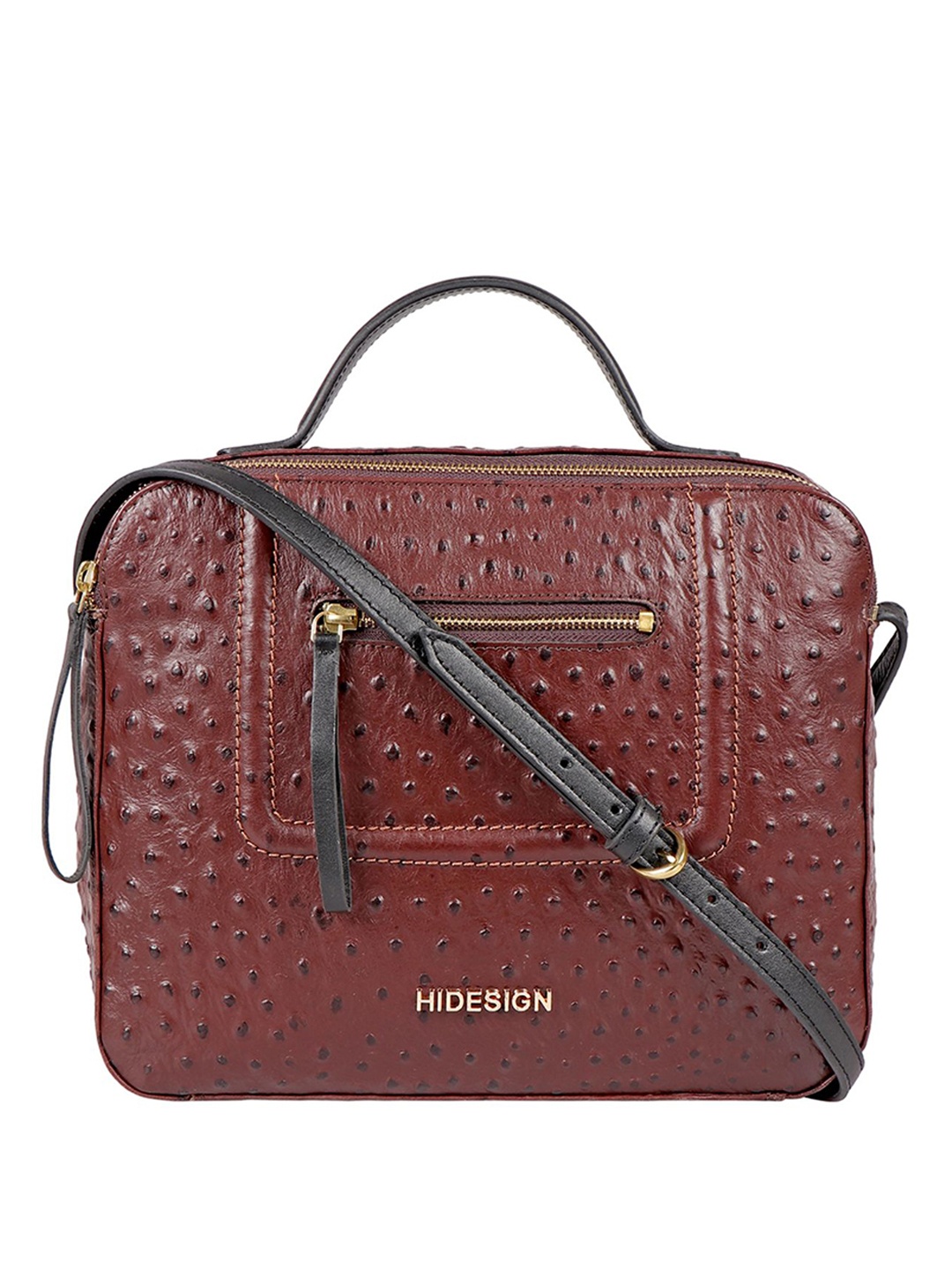 

Hidesign Brown Animal Textured Leather Oversized Structured Handheld Bag