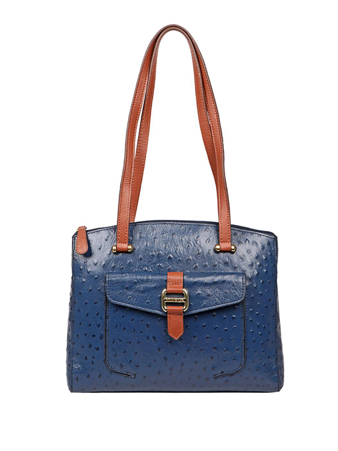 

Hidesign Blue Textured Leather Shoulder Bag