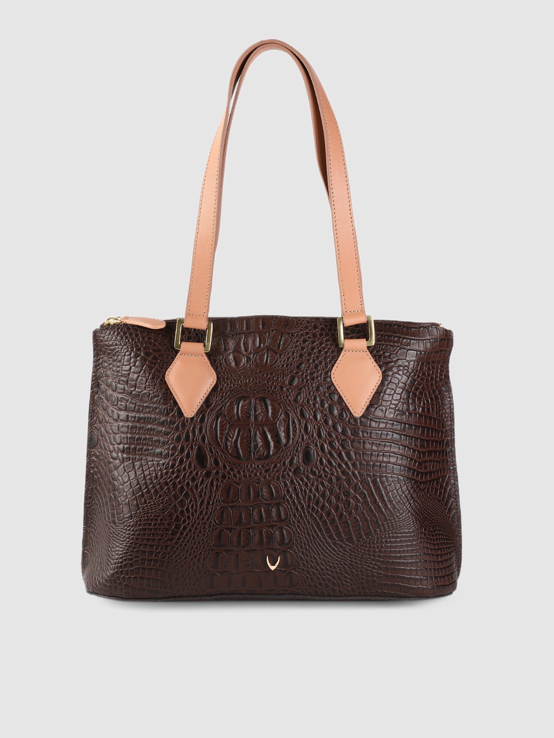 

Hidesign Brown Textured Leather Structured Shoulder Bag