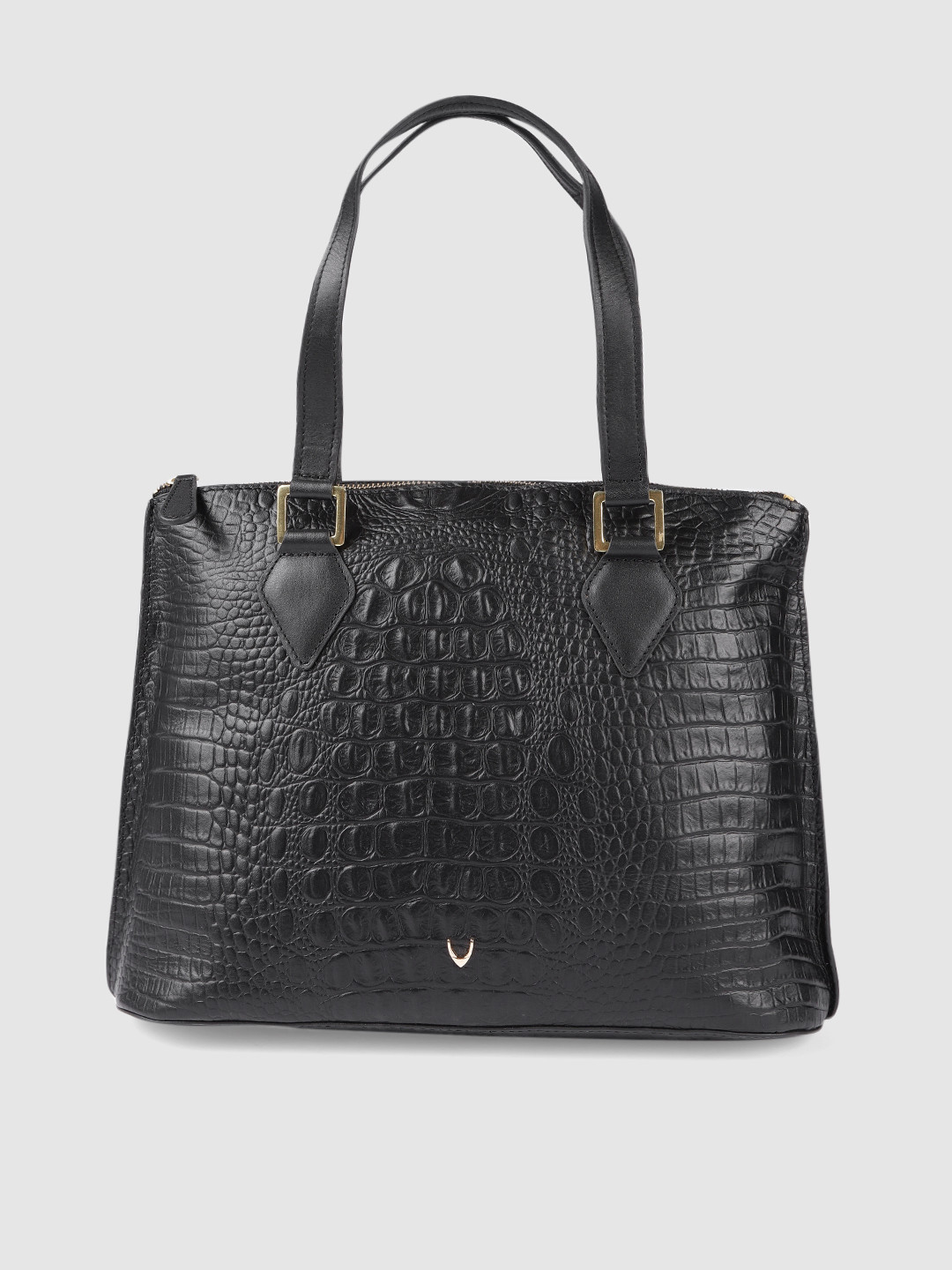 

Hidesign Black Animal Textured Leather Structured Shoulder Bag