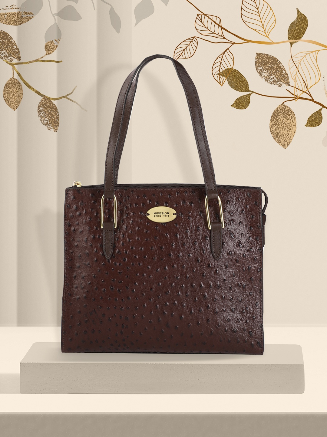 

Hidesign Brown Textured Leather Structured Shoulder Bag
