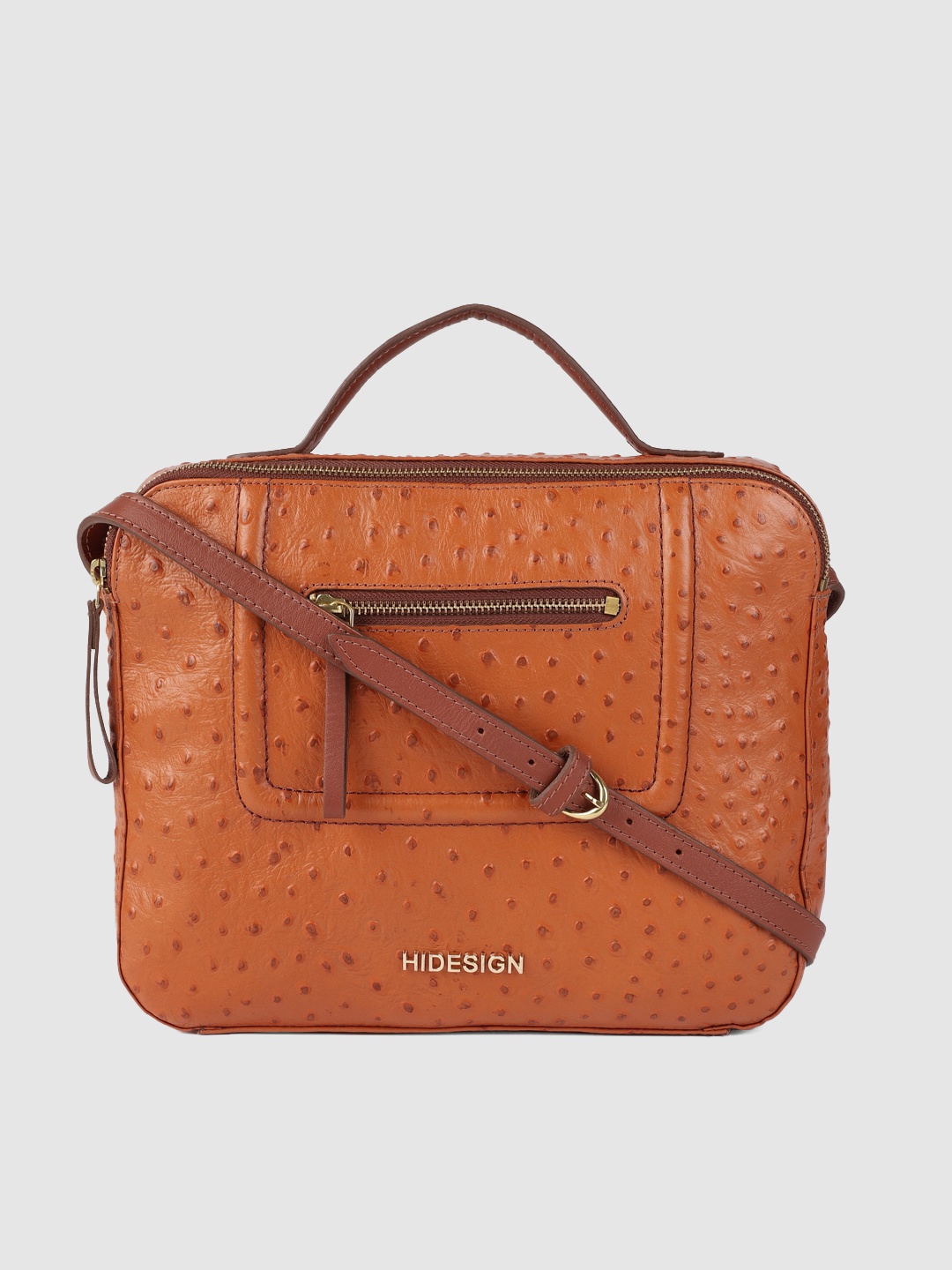 

Hidesign Women Tan Brown Textured Leather Handheld Bag
