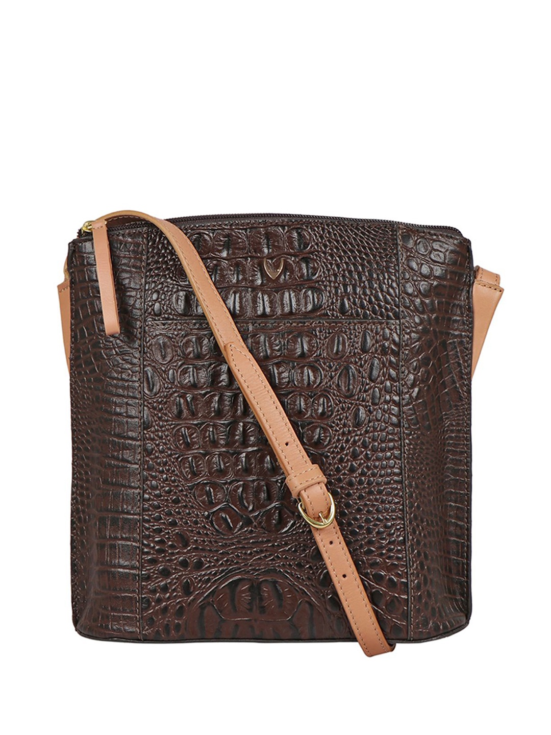 

Hidesign Brown Textured Leather Structured Shoulder Bag