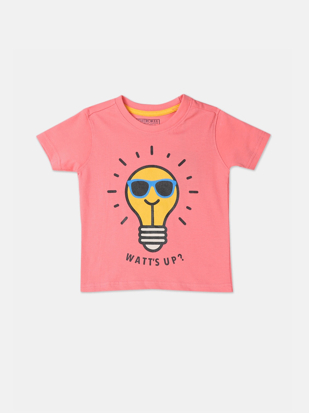 

Cherokee Boys Coral Pink Printed Round Neck T-shirt
