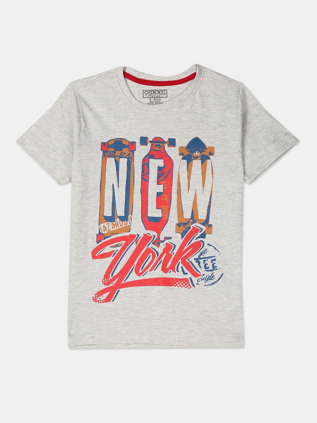 

Cherokee Boys Grey Printed Round Neck T-shirt