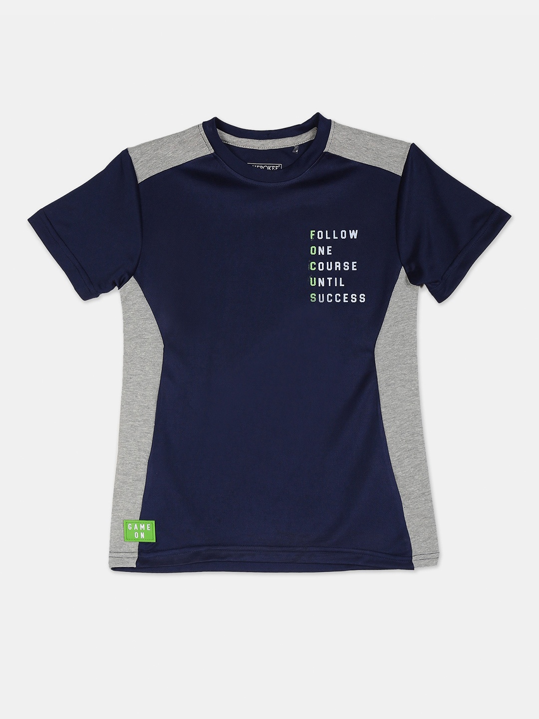 

Cherokee Boys Navy Blue Colourblocked Round Neck T-shirt