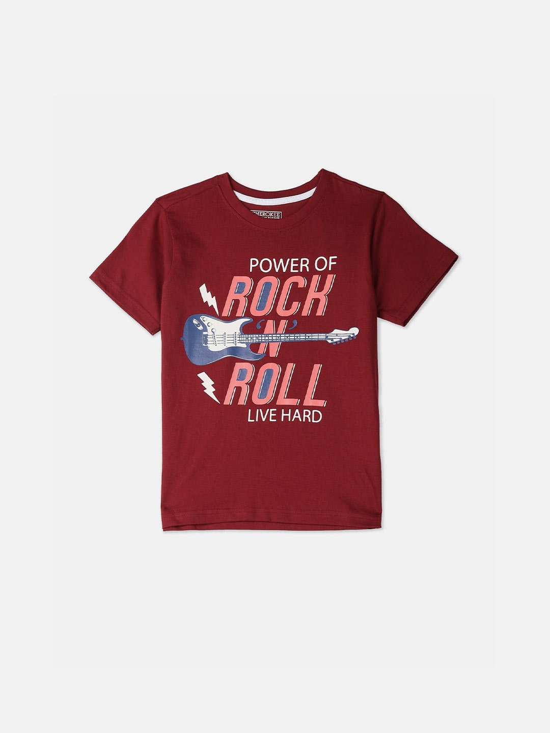 

Cherokee Boys Maroon Printed Round Neck T-shirt