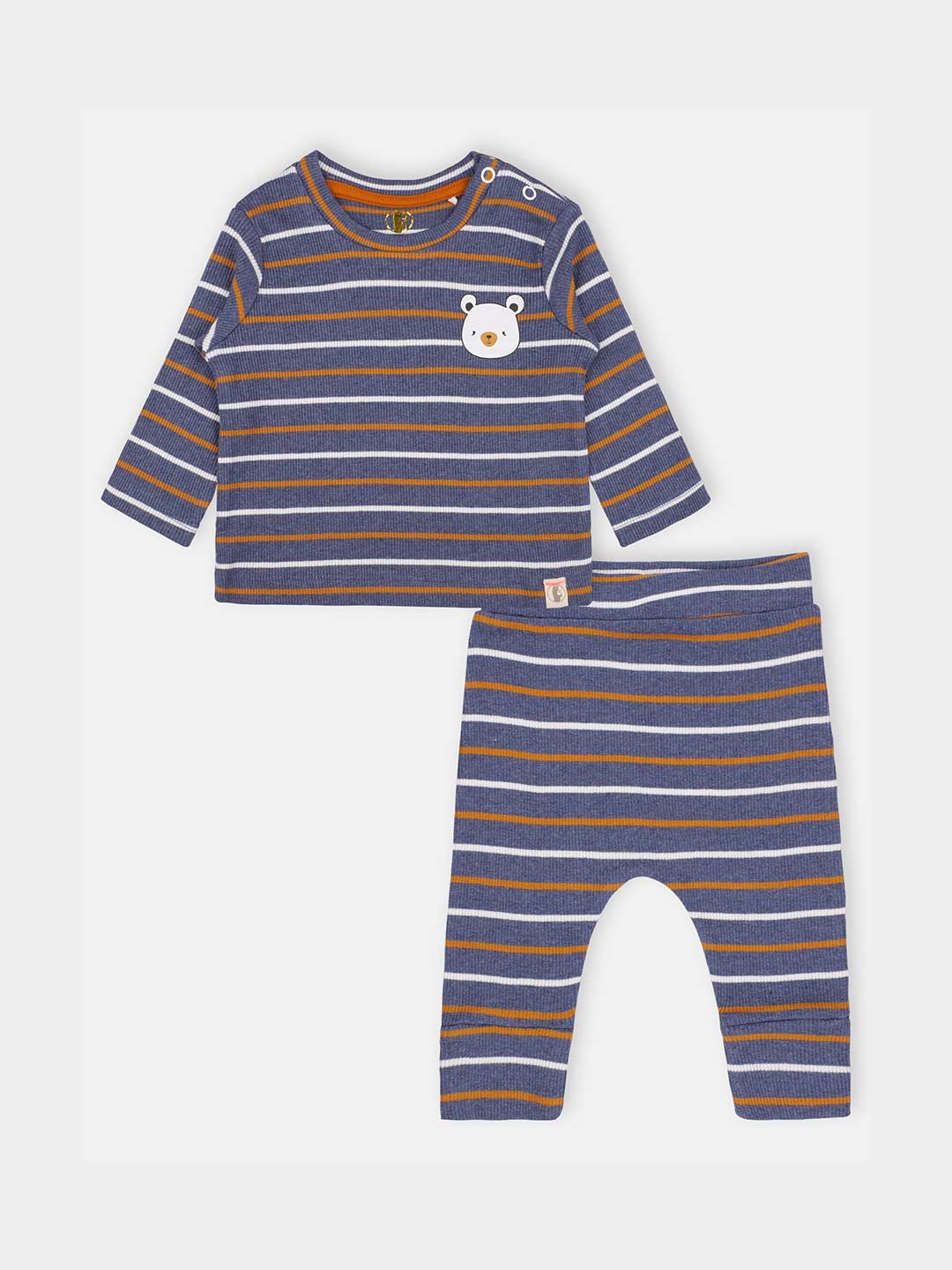 

Babysafe Girls Navy Blue & White Striped Pure Cotton T-shirt with Pyjamas
