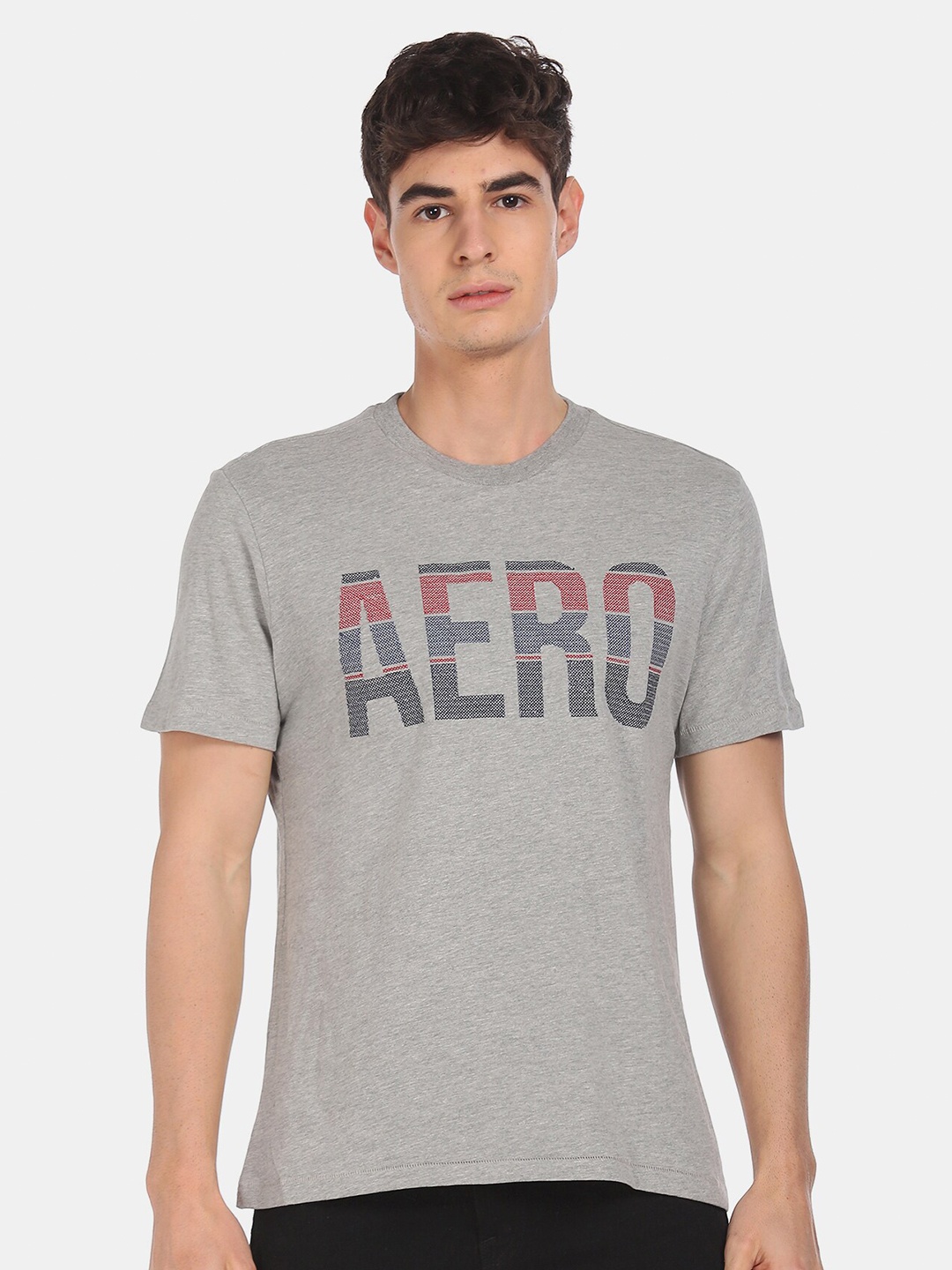

Aeropostale Men Grey Printed Round Neck T-shirt