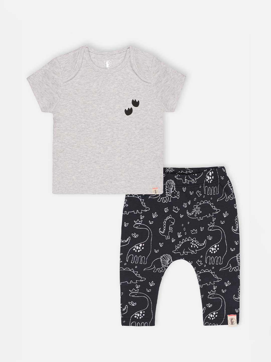 

Babysafe Boys Grey Melange & Black Solid T-shirt with Pyjamas