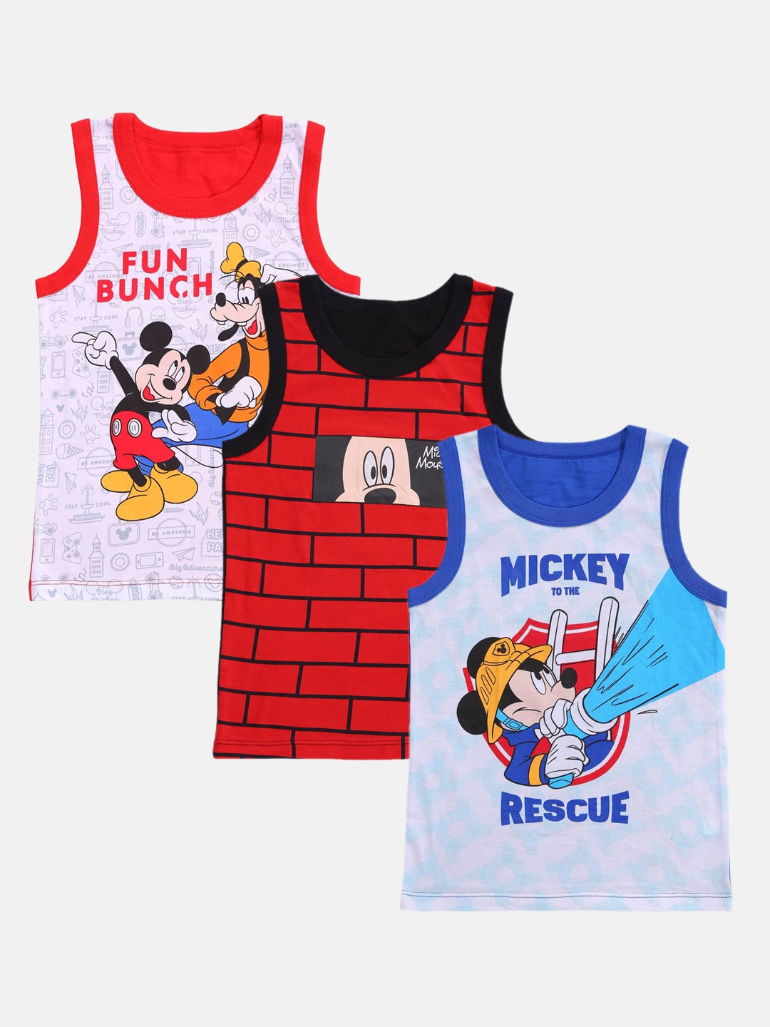 

Bodycare Boys Pack Of 3 Assorted Cotton Mickey & Friends Innerwear Vests KIA9304-PK001
