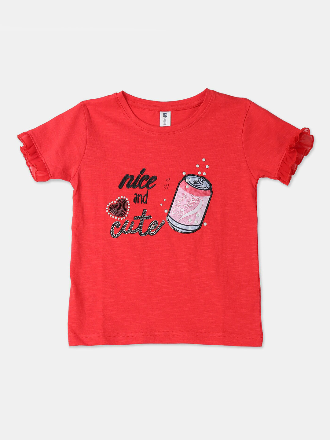 

Cherokee Girls Red Printed Round Neck T-shirt