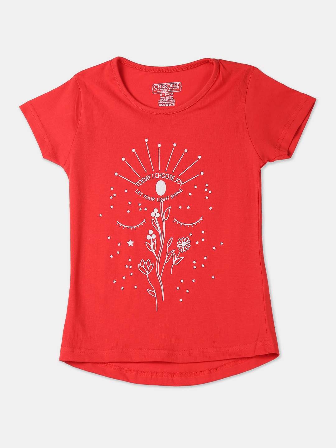

Cherokee Girls Red Printed Round Neck T-shirt