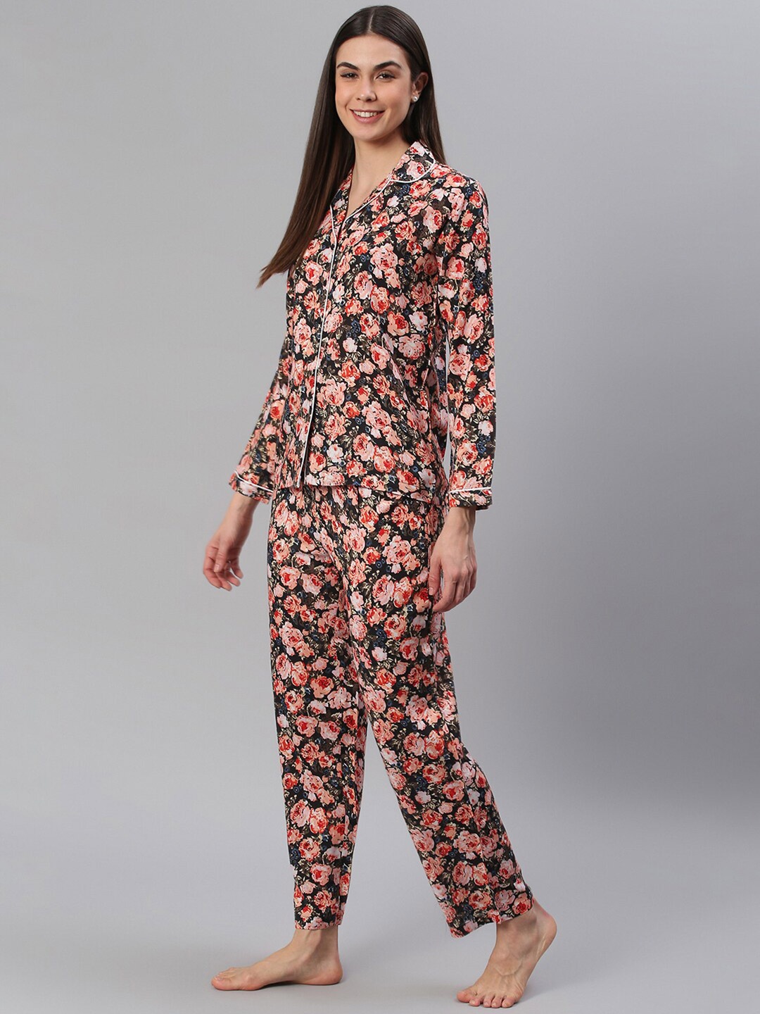 

Cation Women Multicoloured Floral Printed Night Suit, Multi