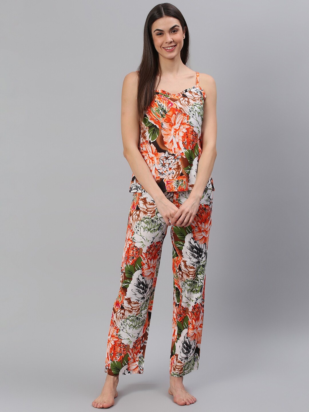 

Cation Women Multicoloured Floral Printed Night Suit, Multi