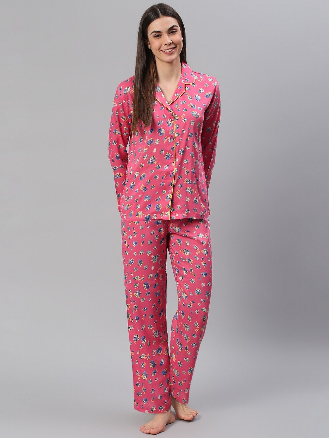 

Cation Women Pink & Blue Printed Night Suit